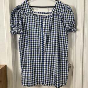 Avara "Mia" Navy Gingham Short Dress, a signature piece Size XXXL